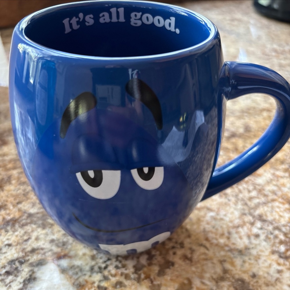 M&M'S Blue Character Ceramic Mug with Printed Slogan